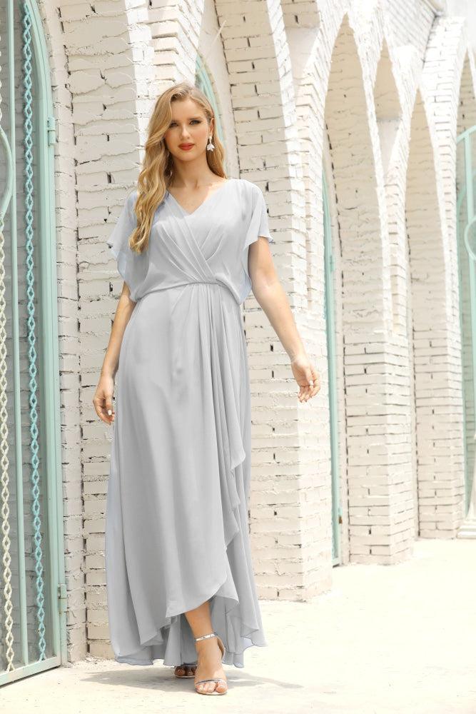 Vestidos de Mãe da Noiva Tamanho Grande Decote em V Comprido para Baixo Vestido de Gala Formal para Convidado de Casamento 28020
