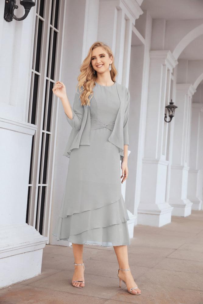 Vestido de Noiva de Duas Peças em Linha A para a Mãe da Noiva Vestido de Festa Formal 28072