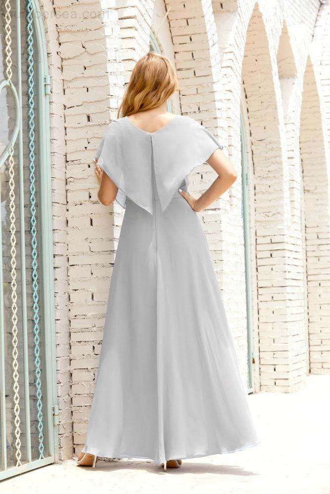 Robe de la Mère de la Mariée Grande Taille Col en V Longueur Solennelle Robe de Bal Formelle pour Invité de Mariage 28020