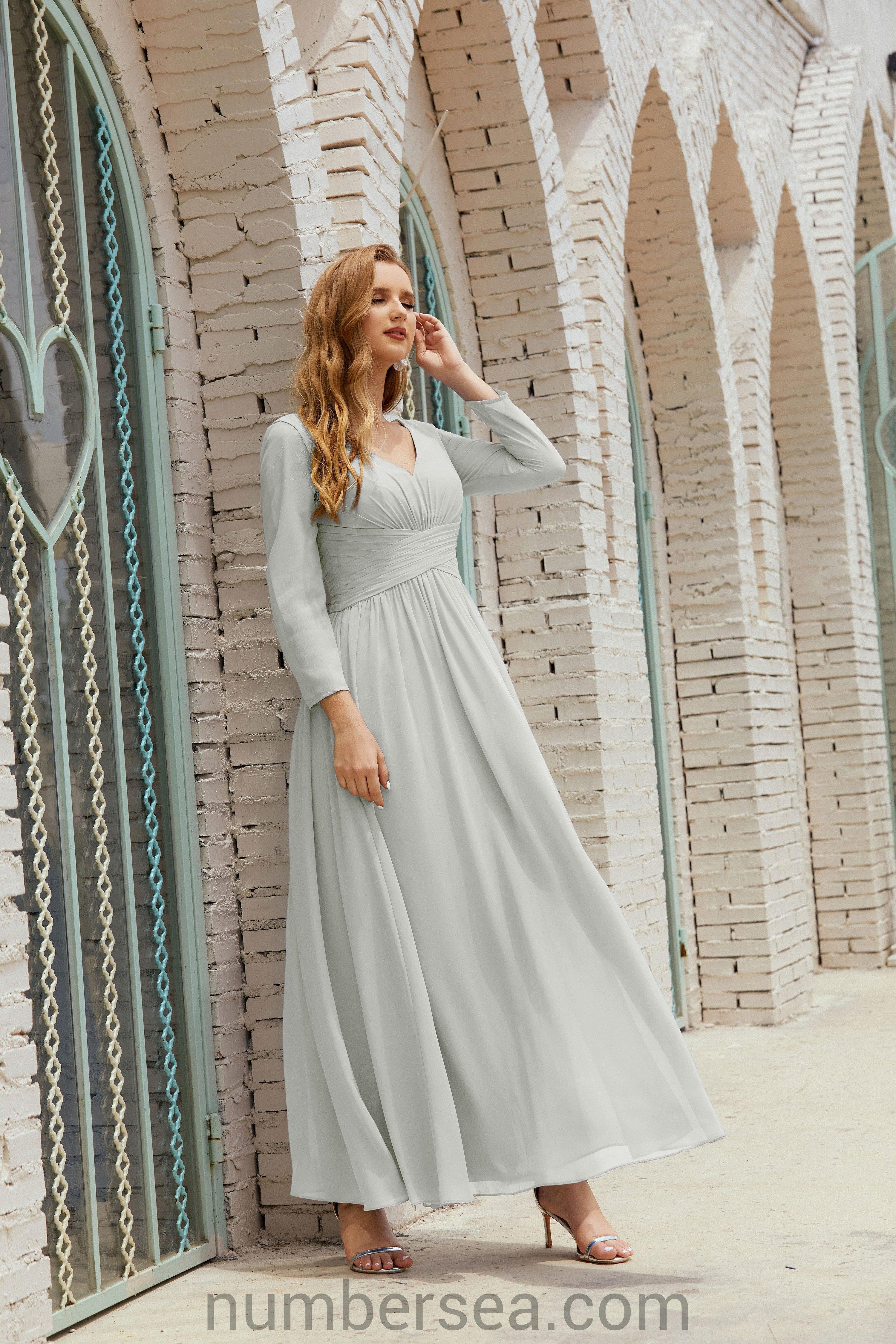 Abito da damigella Numbersea in chiffon, abito formale per festa, abito da sera 28016