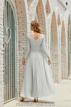 Abito da damigella Numbersea in chiffon, abito formale per festa, abito da sera 28016