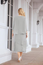 Robe de mariage de la mère de la mariée en deux pièces, ligne A, pour cérémonie et soirée formelle, modèle 28072