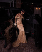 Classic Off The Shoulder Mermaid Prom Dresses With Gem Embellishments