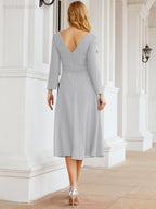 Bridesmaid Dress V-Back Waist Belt Mother of the Bride Wedding Guest SY28031