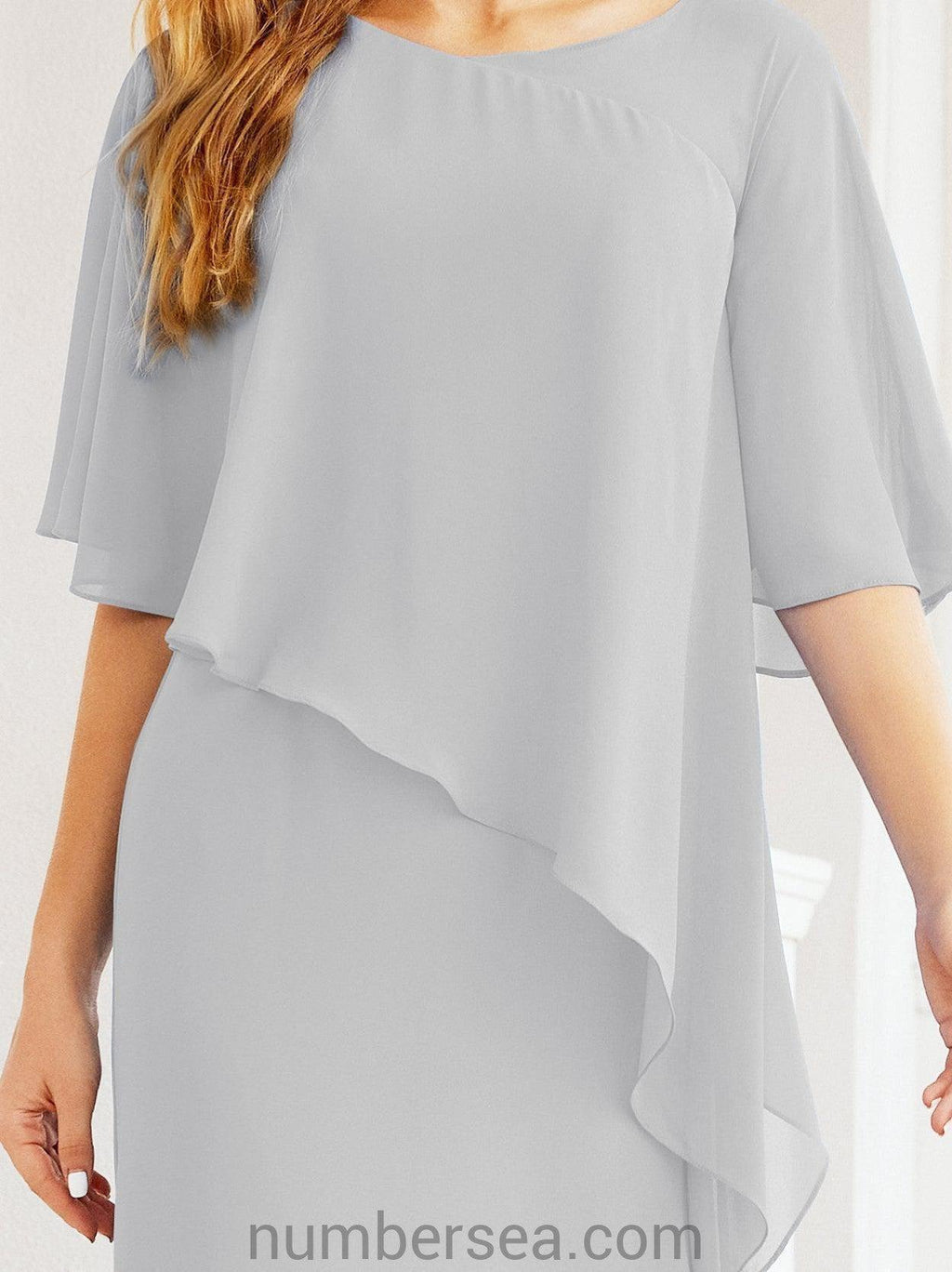 Robe de soirée formelle longue pour mère de la mariée avec cape à volants 28026