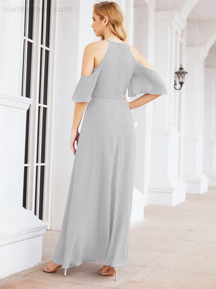 Robe de demoiselle d'honneur asymétrique, robe de soirée longue formelle ligne A 28074