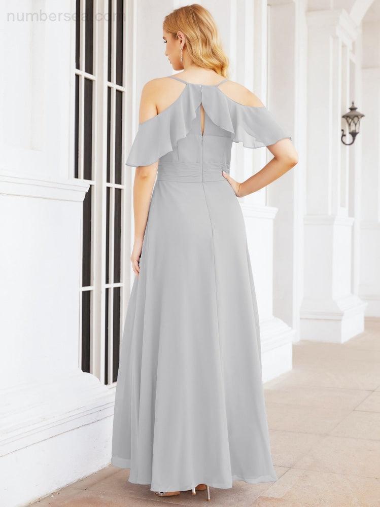 Robes longues de demoiselle d'honneur Numbersea à épaules dénudées, fente latérale, robes de bal formelles pour fête et mariage 28070