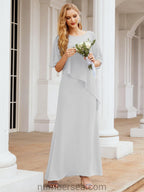 Robe de soirée formelle longue pour mère de la mariée avec cape à volants 28026