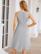 Vestidos para a Mãe da Noiva Vestido de Baile de Finalistas Vestido Casual Pregueado 28065