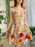 A Line Floral Short Homecoming Dress With 3D Flowers