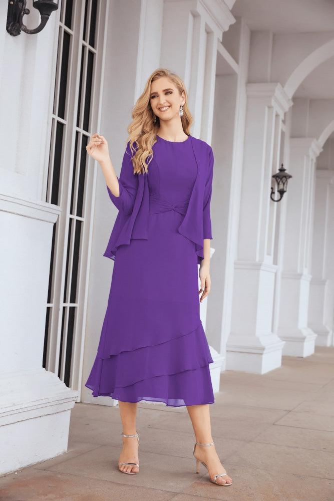 Vestido de Noiva de Duas Peças em Linha A para a Mãe da Noiva Vestido de Festa Formal 28072