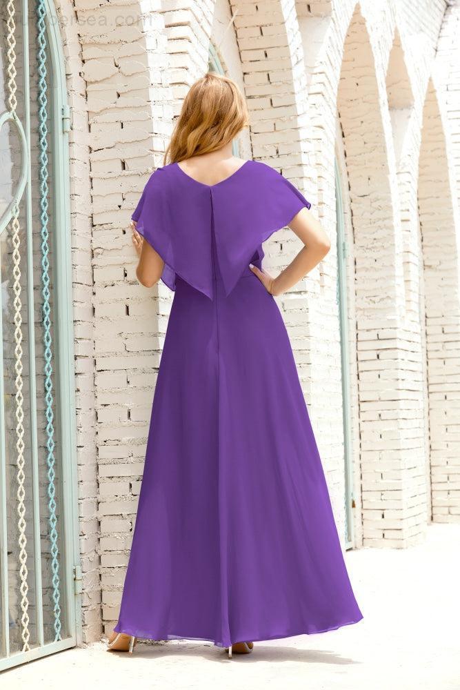 Robe de la Mère de la Mariée Grande Taille Col en V Longueur Solennelle Robe de Bal Formelle pour Invité de Mariage 28020