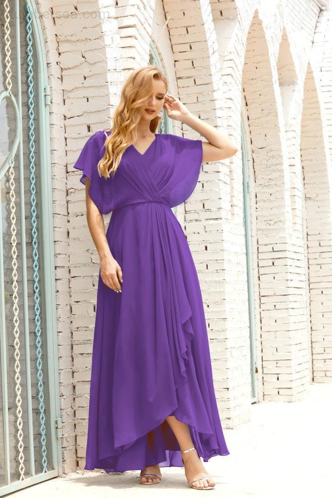Robe de la Mère de la Mariée Grande Taille Col en V Longueur Solennelle Robe de Bal Formelle pour Invité de Mariage 28020