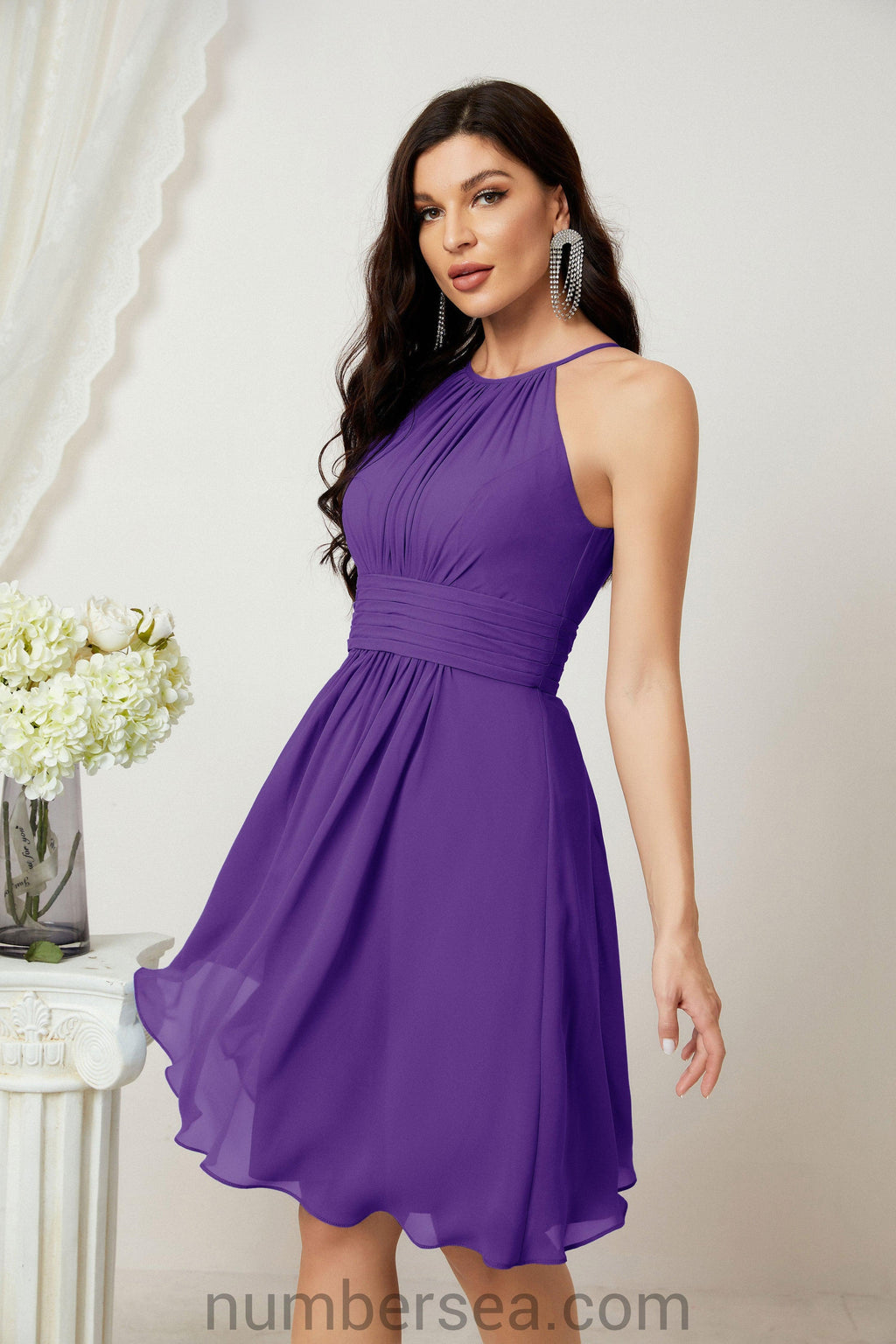 Robe de soirée formelle pour bal de fin d'études ou cocktail Halter 28011