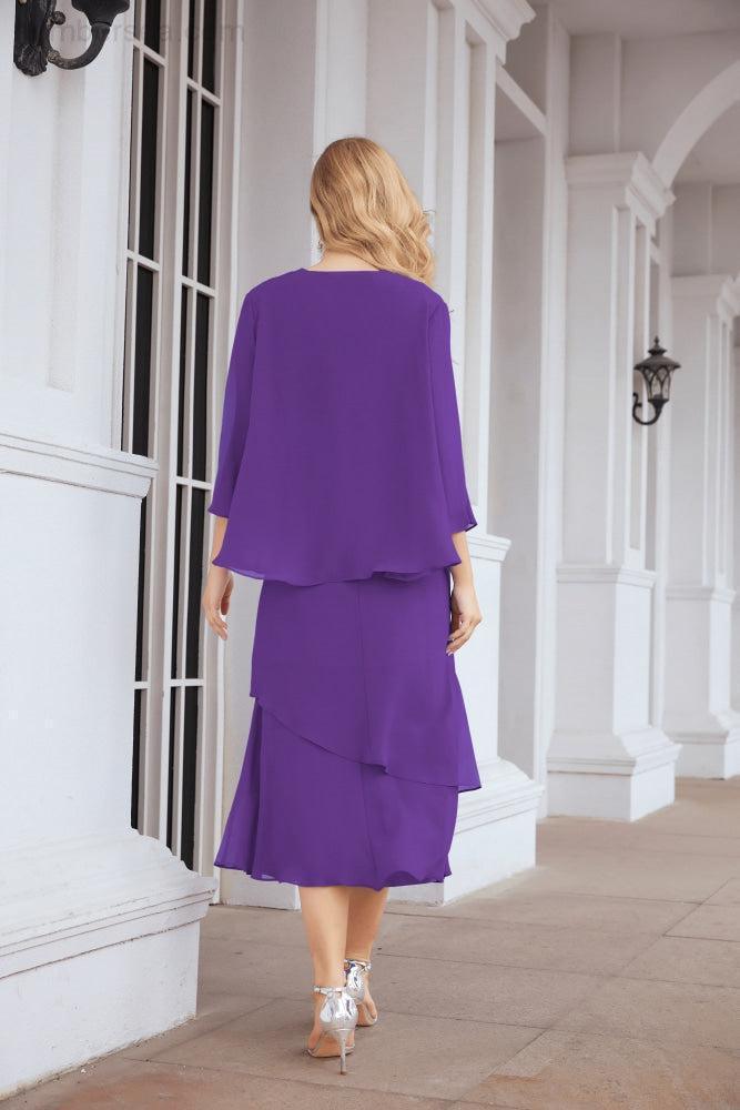 Robe de mariage de la mère de la mariée en deux pièces, ligne A, pour cérémonie et soirée formelle, modèle 28072
