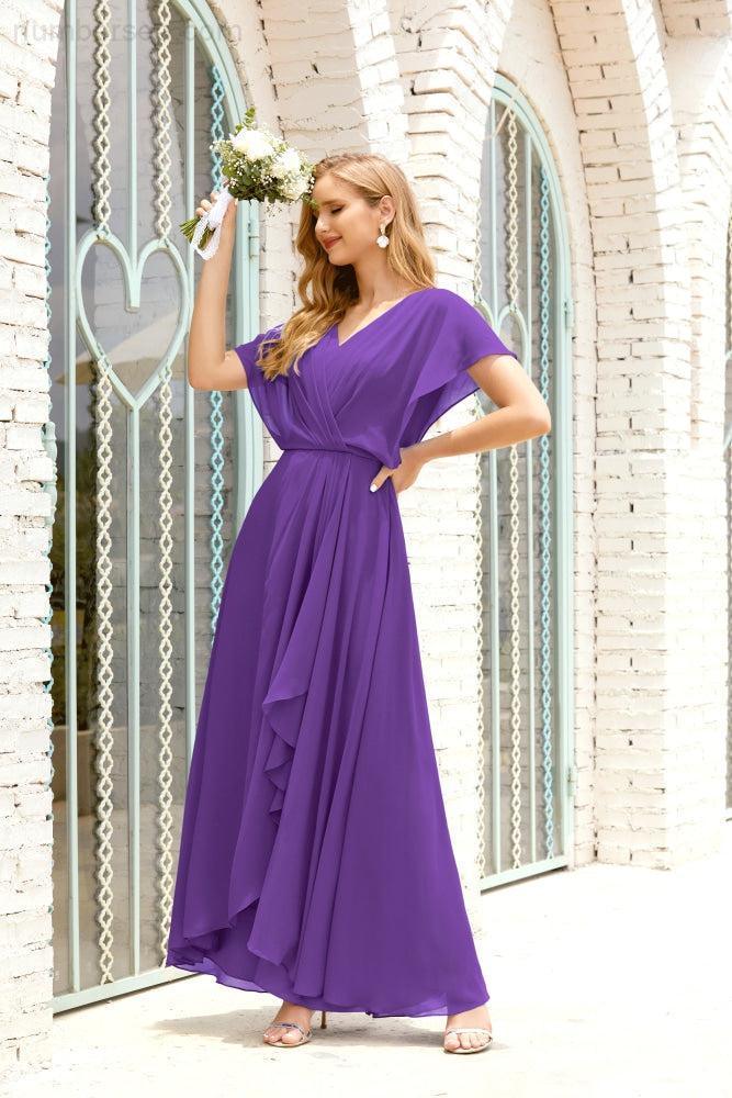 Robe de la Mère de la Mariée Grande Taille Col en V Longueur Solennelle Robe de Bal Formelle pour Invité de Mariage 28020