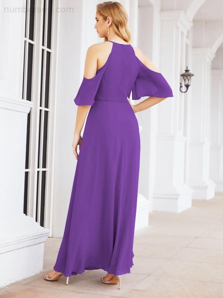 Robe de demoiselle d'honneur asymétrique, robe de soirée longue formelle ligne A 28074