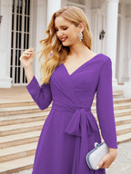 Bridesmaid Dress V-Back Waist Belt Mother of the Bride Wedding Guest SY28031