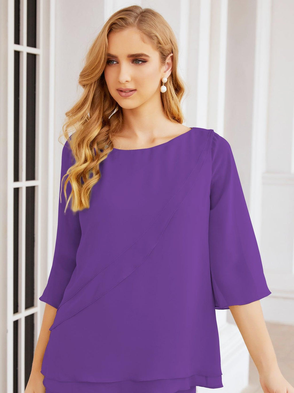 Robe de mariée élégante pour la mère de la mariée en deux pièces, tailleur pantalon grande taille à volants superposés, peignoir argenté 28064
