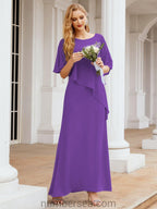 Robe de soirée formelle longue pour mère de la mariée avec cape à volants 28026