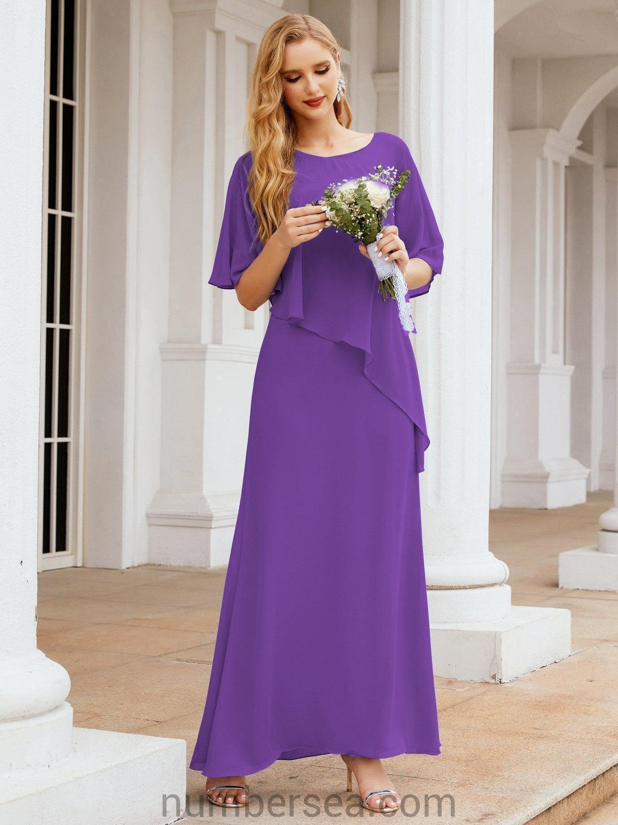Robe de soirée formelle longue pour mère de la mariée avec cape à volants 28026