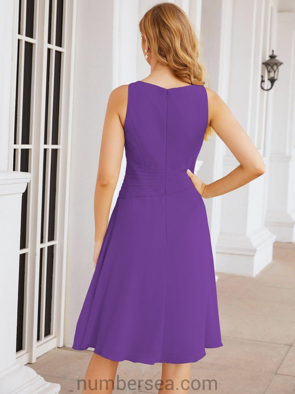 Vestidos para a Mãe da Noiva Vestido de Baile de Finalistas Vestido Casual Pregueado 28065