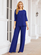 Robe de mariée élégante pour la mère de la mariée en deux pièces, tailleur pantalon grande taille à volants superposés, peignoir argenté 28064