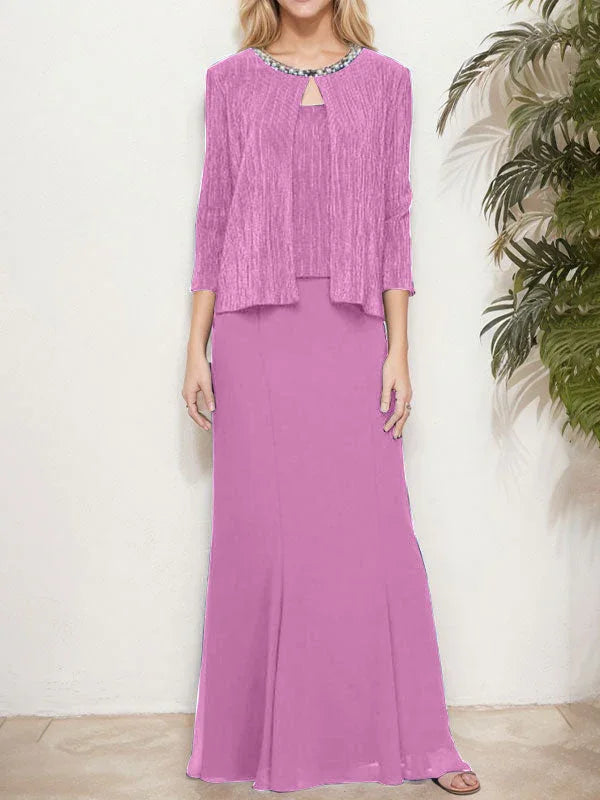 فستان مزيّف معدني من قطعتين مع سترة