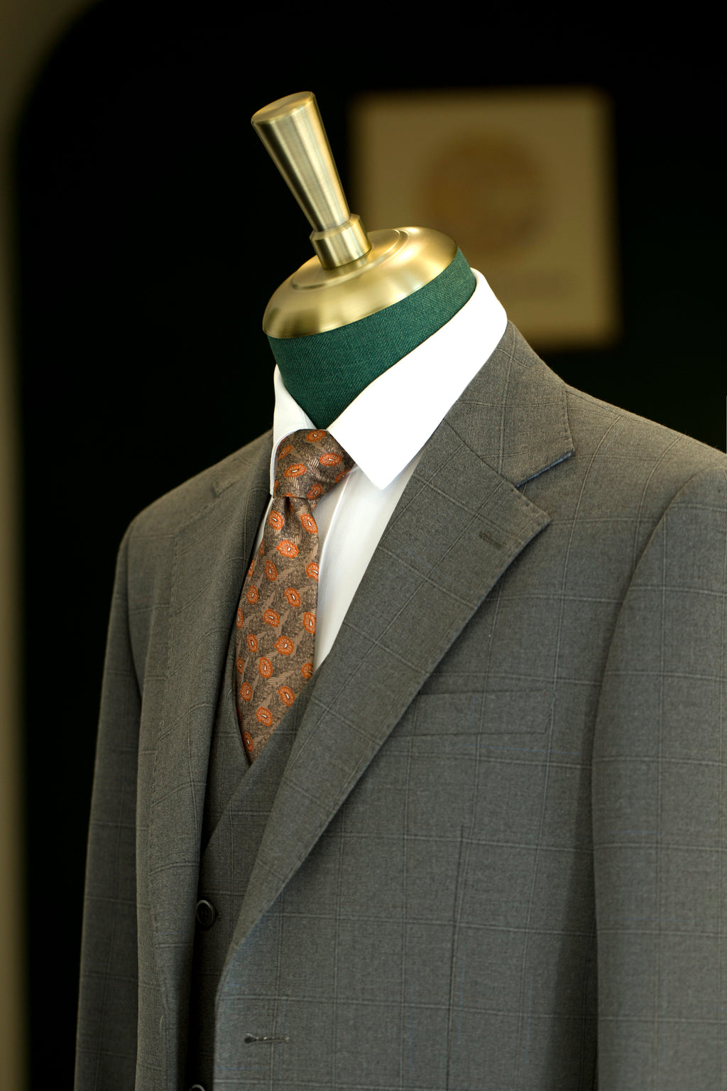 Traje de boda de 3 piezas en lana gris carbón con estampado de cuadros ventana para el novio y los padrinos