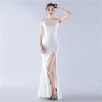 Schlichtes Satin-Abendkleid 