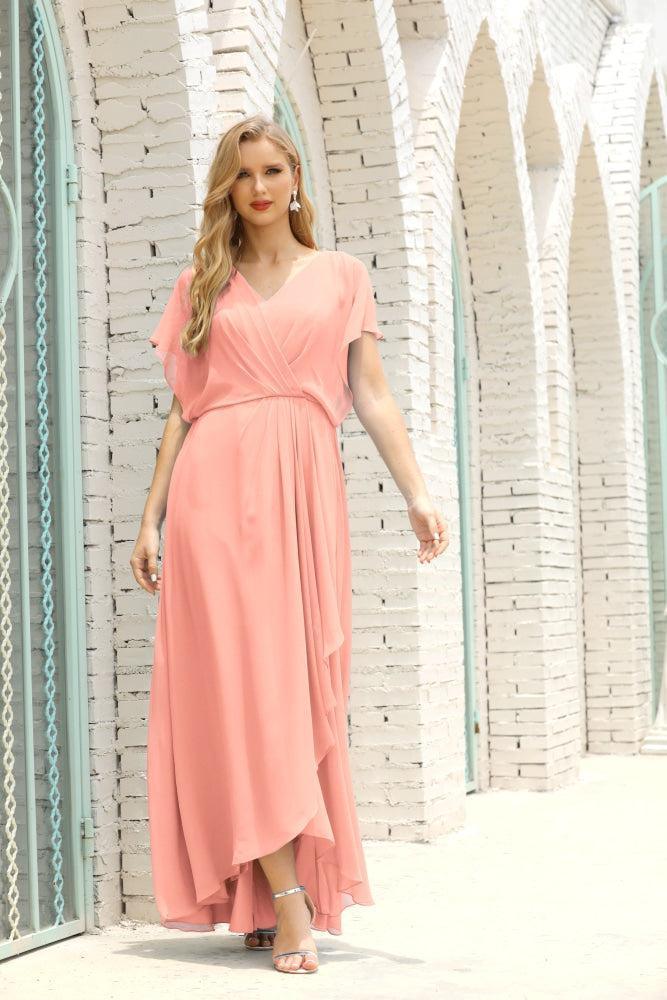 Vestidos de Mãe da Noiva Tamanho Grande Decote em V Comprido para Baixo Vestido de Gala Formal para Convidado de Casamento 28020