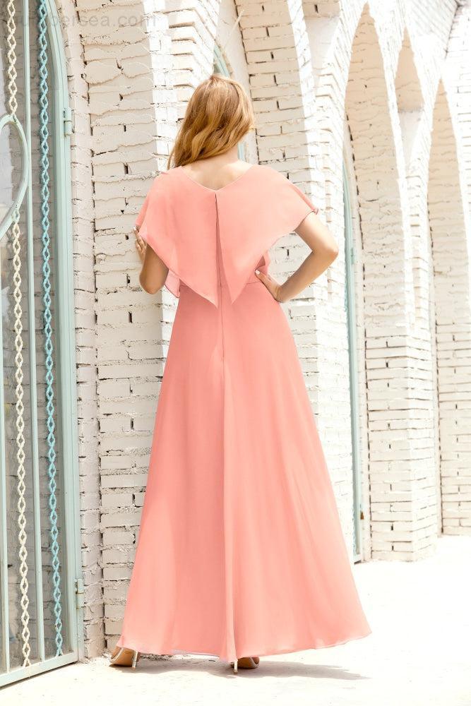 Robe de la Mère de la Mariée Grande Taille Col en V Longueur Solennelle Robe de Bal Formelle pour Invité de Mariage 28020