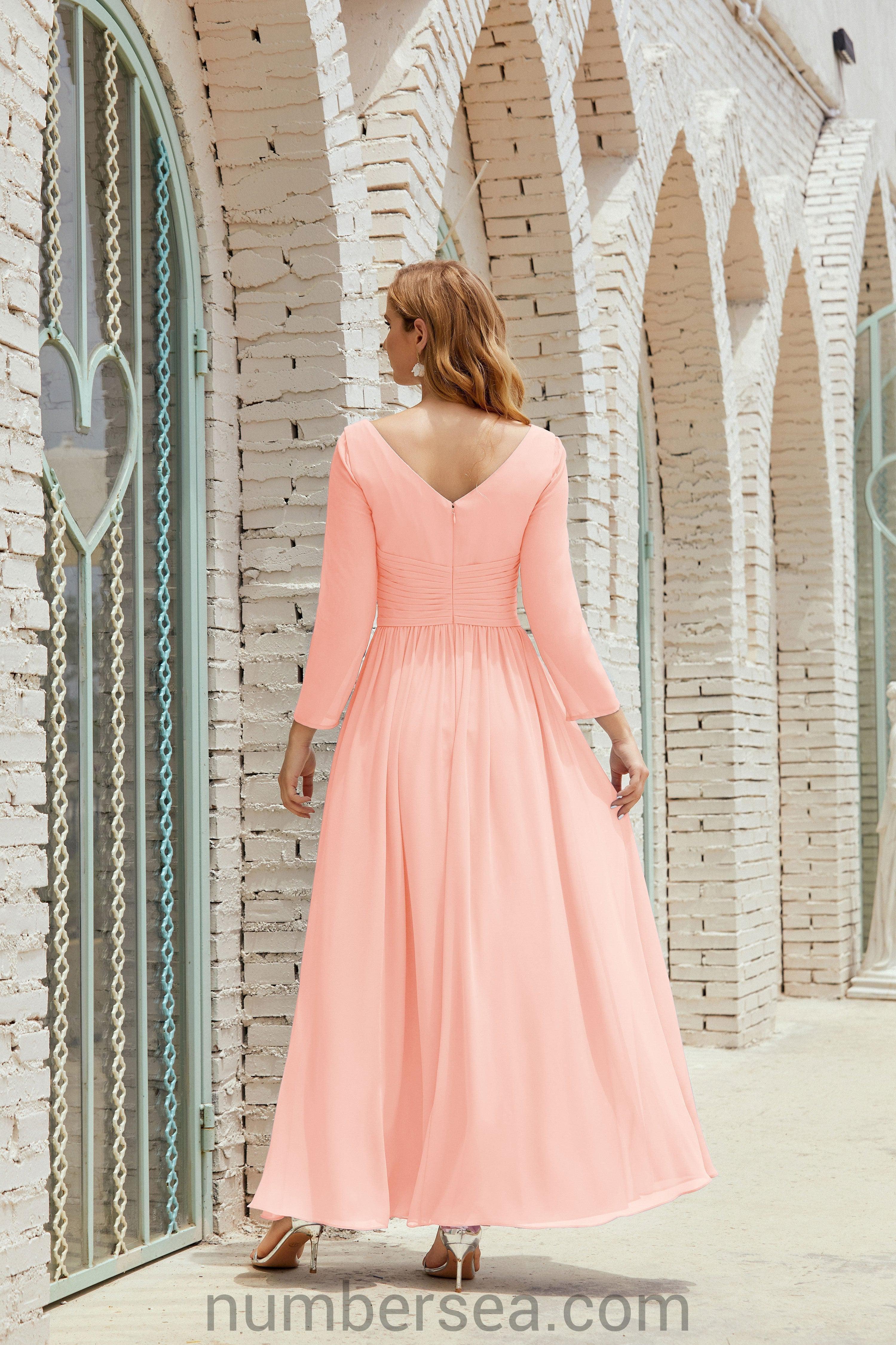Abito da damigella Numbersea in chiffon, abito formale per festa, abito da sera 28016