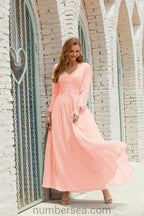 Abito da damigella Numbersea in chiffon, abito formale per festa, abito da sera 28016