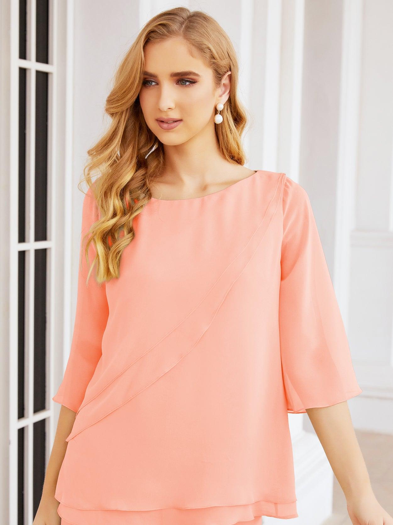 Robe de mariée élégante pour la mère de la mariée en deux pièces, tailleur pantalon grande taille à volants superposés, peignoir argenté 28064
