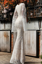 Sexy formelle Abendkleider aus massiver Spitze mit Reißverschluss und V-Ausschnitt 