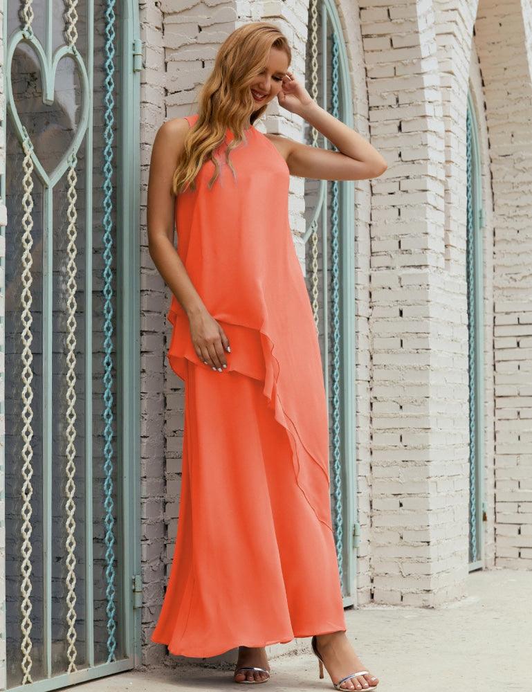 Vestido Longo de Chiffon para Mães da Noiva de Tamanho Grande, para Damas de Honra e Baile de Finalistas, Modelo 28019
