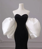 Vestido de noite preto de um ombro só, cauda de sereia de alta qualidade, vestido de baile de gala com temperamento, vestido de baile Y4382