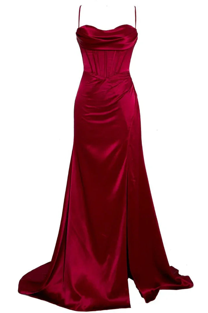 Abito lungo da sera formale color lavanda con scollo a cuore stile sirena Y2507