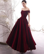 Abito lungo semplice color bordeaux per cerimonia Abito da sera bordeaux Y1428