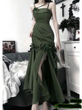 Schickes grünes Meerjungfrauen-Abendkleid mit Spaghettiträgern, grünes Festkleid Y5182