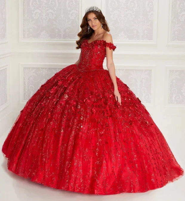 Abito da ballo verde smeraldo con fiori ricamati a mano, abito da quinceañera con scollo a cuore e spalle scoperte Y293