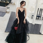 Abito da sera in tulle nero con paillettes da ballo Y1021