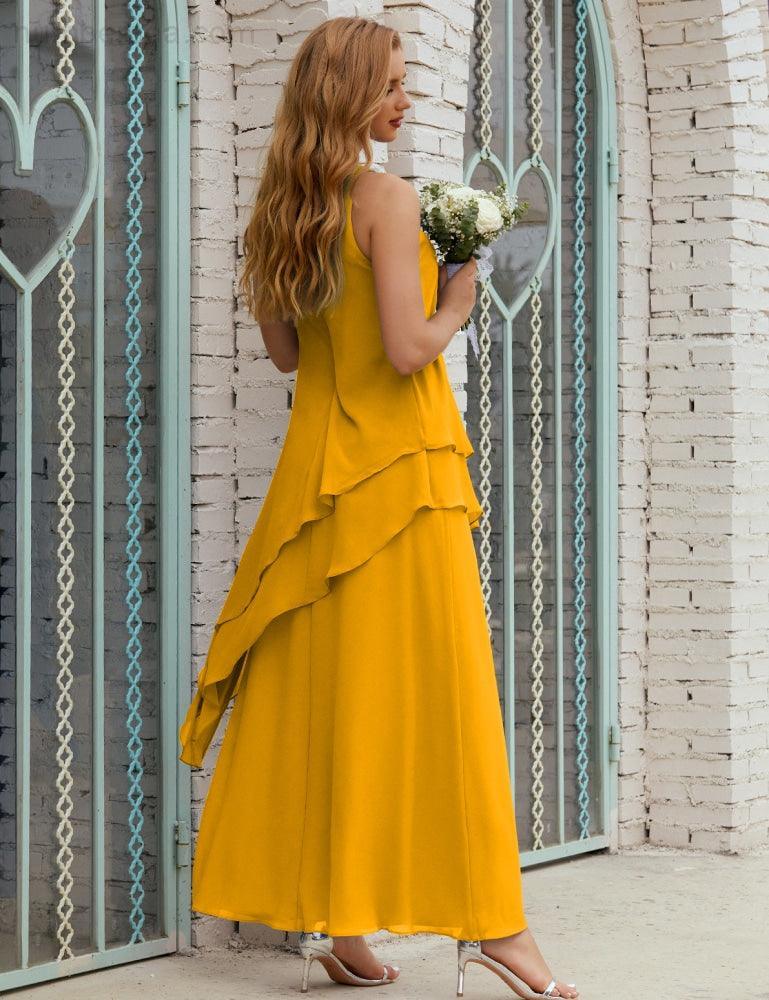 Vestido Longo de Chiffon para Mães da Noiva de Tamanho Grande, para Damas de Honra e Baile de Finalistas, Modelo 28019