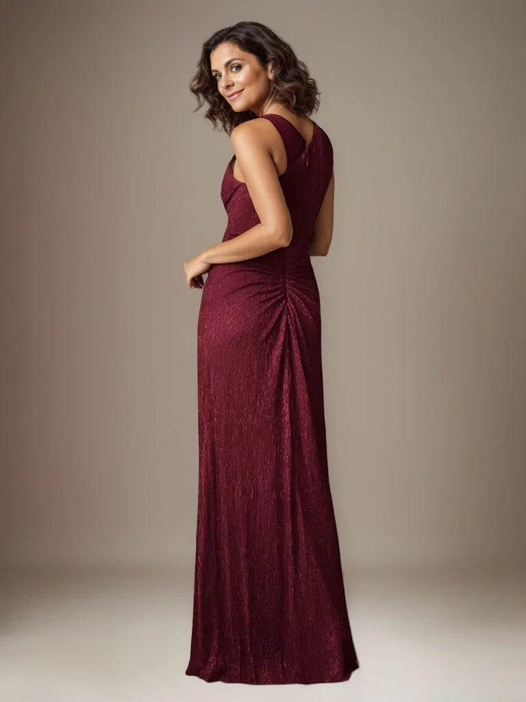 فستان روبي بكتف واحد من شبكة معدنية فستان والدة العروس