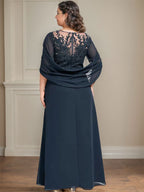 A-Line/Princess Scoop Floor-Length Mother of the Bride Dresses with Pleated & Sequins