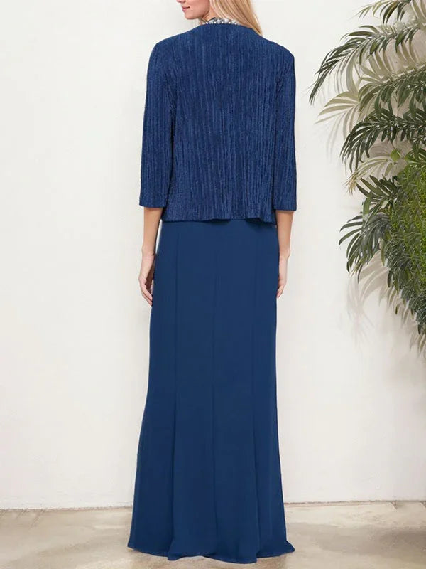 فستان مزيّف معدني من قطعتين مع سترة