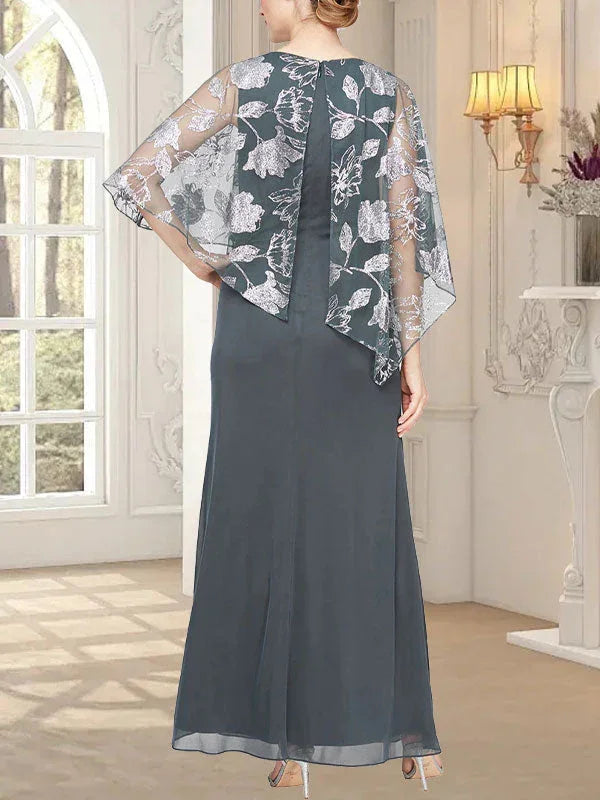 فستان شبكي طويل لامع مع صدرية بطبقة غير متماثلة مبتكرة