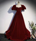 Vestido longo de veludo bordô para baile vestido de noite Y6348