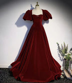 Vestido longo de veludo bordô para baile vestido de noite Y6348